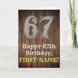 [ Thumbnail: 67th Birthday: Country Western Inspired Look, Name Card ]