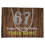 [ Thumbnail: 67th Birthday: Country Western Inspired Look, Name Gift Bag ]