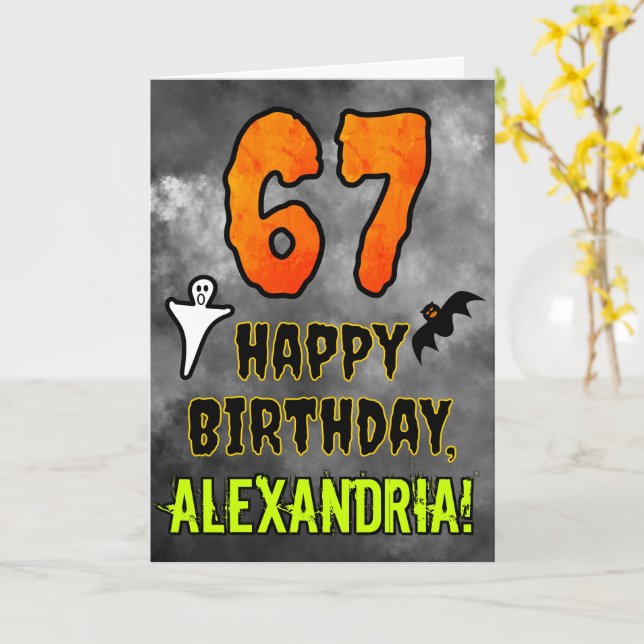 67th Birthday: Eerie Halloween Theme + Custom Name Card (Yellow Flower)