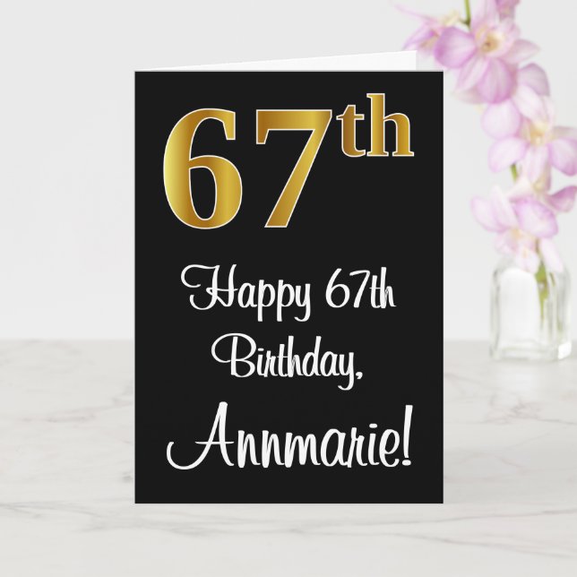 67th Birthday ~ Elegant Luxurious Faux Gold Look # Card (Orchid)