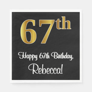67th Birthday ~ Elegant Luxurious Faux Gold Look # Napkins