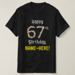 [ Thumbnail: 67th Birthday: Floral Flowers Number “67” + Name T-Shirt ]