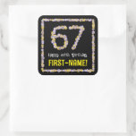 [ Thumbnail: 67th Birthday: Floral Flowers Number, Custom Name Sticker ]
