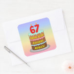 [ Thumbnail: 67th Birthday: Fun Cake and Candles + Custom Name Sticker ]