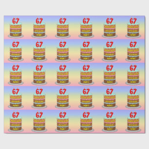 67th Birthday: Fun Cake and Candles + Custom Name Wrapping Paper