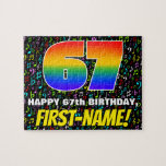 [ Thumbnail: 67th Birthday — Fun, Colorful Music Symbols & “67” Jigsaw Puzzle ]