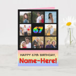 [ Thumbnail: 67th Birthday: Fun Rainbow #, Custom Photos + Name Card ]