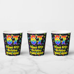[ Thumbnail: 67th Birthday: Fun Stars Pattern and Rainbow 67 Paper Cups ]