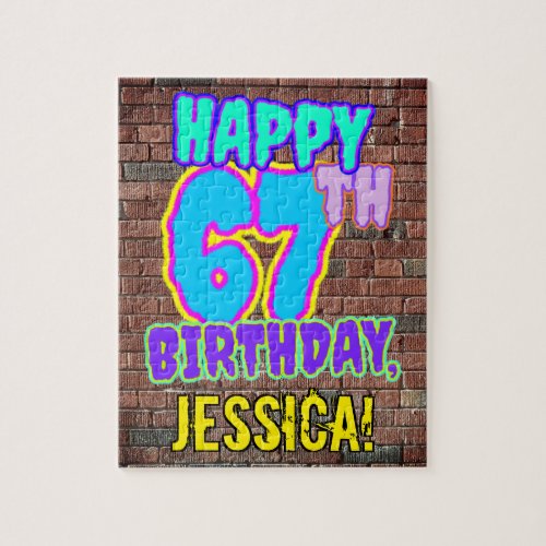 67th Birthday  Fun Urban Graffiti Inspired Look Jigsaw Puzzle