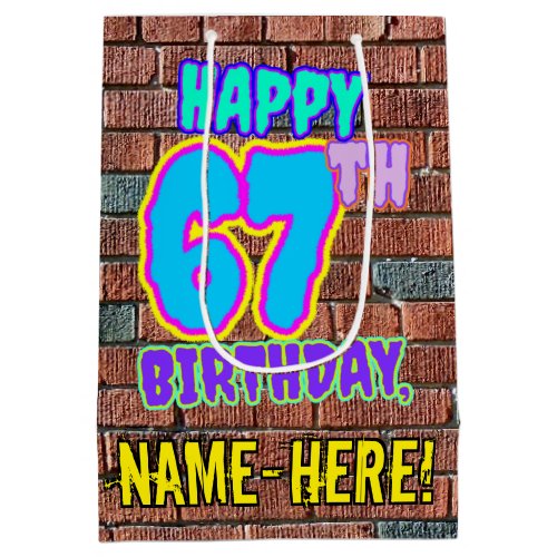 67th Birthday Fun Urban Graffiti Inspired Look Medium Gift Bag