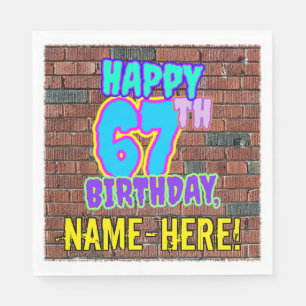 67th Birthday ~ Fun, Urban Graffiti Inspired Look Napkins