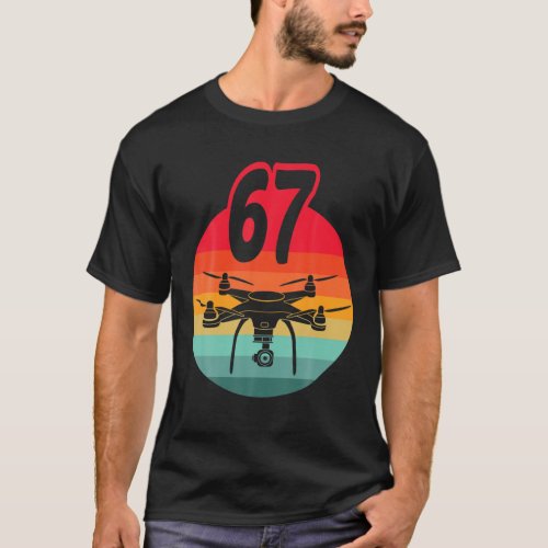 67Th Birthday I Retro Remote Control Drones With C T_Shirt