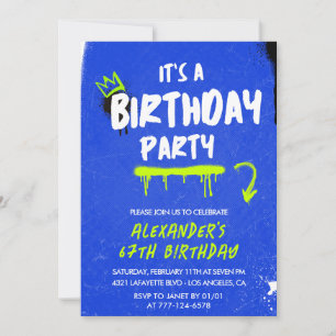 67th birthday invitations Men Graffiti Spray paint