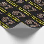 [ Thumbnail: 67th Birthday: Name & Faux Wood Grain Pattern "67" Wrapping Paper ]