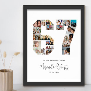 67th Birthday Number 67 Custom Photo Collage Poster
