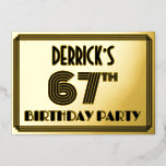 [ Thumbnail: 67th Birthday Party — Art Deco Style “67” & Name Invitation ]