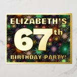 [ Thumbnail: 67th Birthday Party: Bold, Colorful Fireworks Look Postcard ]