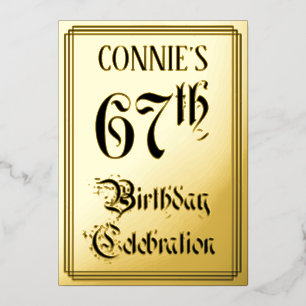 67th Birthday Party — Elegant Script + Custom Name Foil Invitation