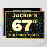 [ Thumbnail: 67th Birthday Party — Fun, Colorful Music Symbols Invitation ]