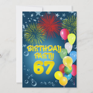 67th Birthday party Invitation with balloons