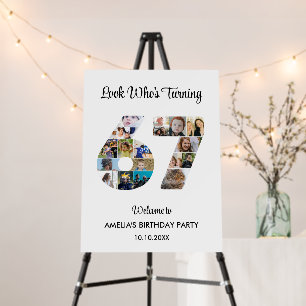 67th Birthday Party Number 67 Photo Collage Foam Board