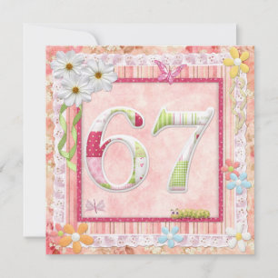67th birthday party scrapbooking style invitation