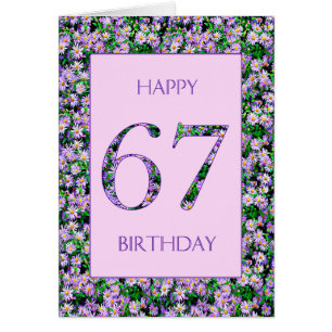 67th Birthday Purple Daisies Cards