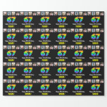 [ Thumbnail: 67th Birthday: Rainbow “67“; Custom Photos & Name Wrapping Paper ]