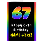 [ Thumbnail: 67th Birthday: Rainbow Spectrum # 67, Custom Name Card ]