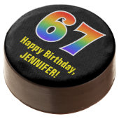 67th Birthday - Rainbow Spectrum Pattern Number 67 Chocolate Covered Oreo (Angled)