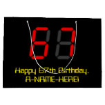 [ Thumbnail: 67th Birthday: Red Digital Clock Style "67" + Name Gift Bag ]