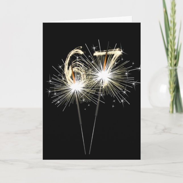 67th Birthday Sparklers on Black Card (Front)