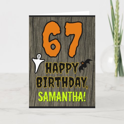 67th Birthday Spooky Halloween Theme Custom Name Card