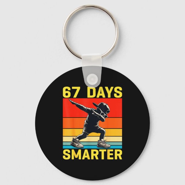 67th Day Of School 67 Days Smarter Dabbing Six Sev Keychain (Front)