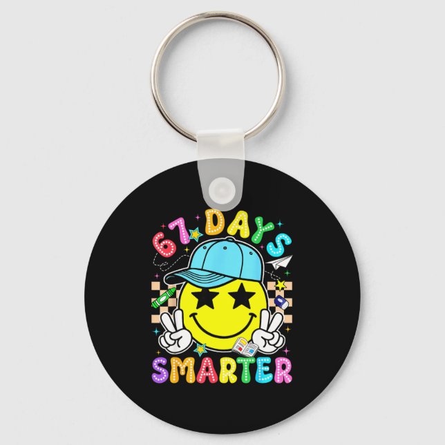 67th Day Of School 67 Days Smarter Teacher Boy Gir Keychain (Front)