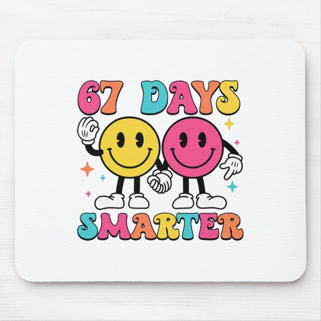 67th Day Of School 67 Days Smarter Teacher Student Mouse Pad (Front)