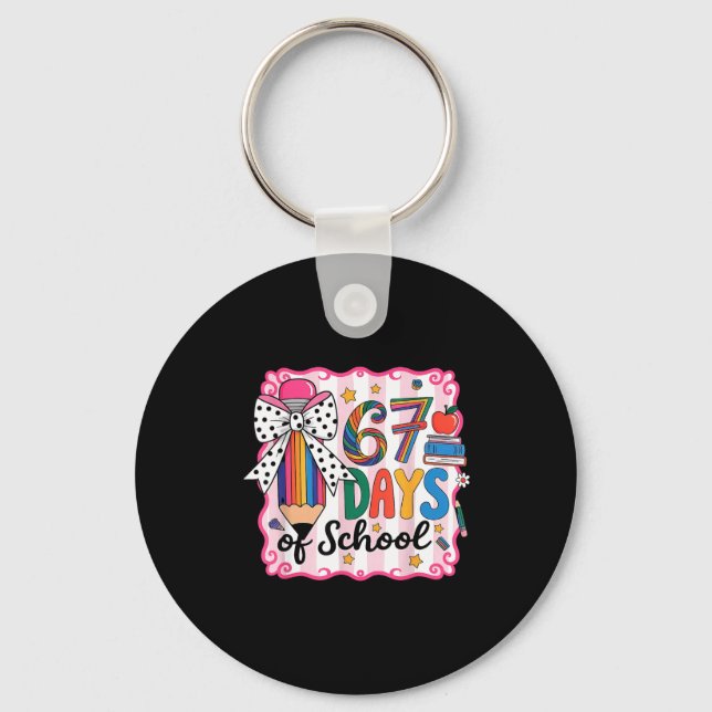 67th Day Of School 67 Six Seven Math Teacher  Keychain (Front)