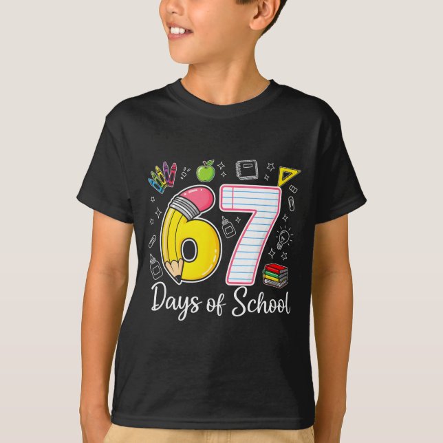 67th Day Of School 67 Six Seven Math Teacher Kids  T-Shirt (Front)