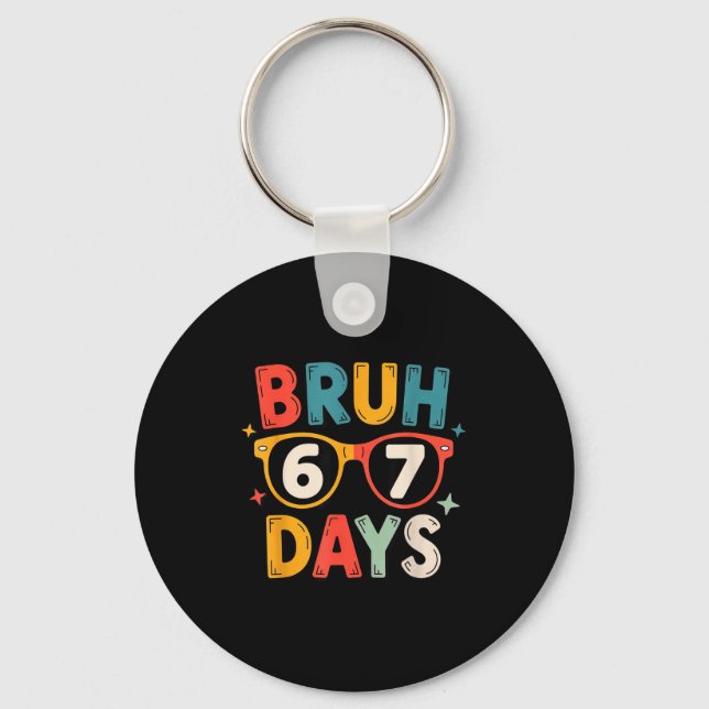 67th Day Of School Bruh Kids Celebration Design  Keychain (Front)