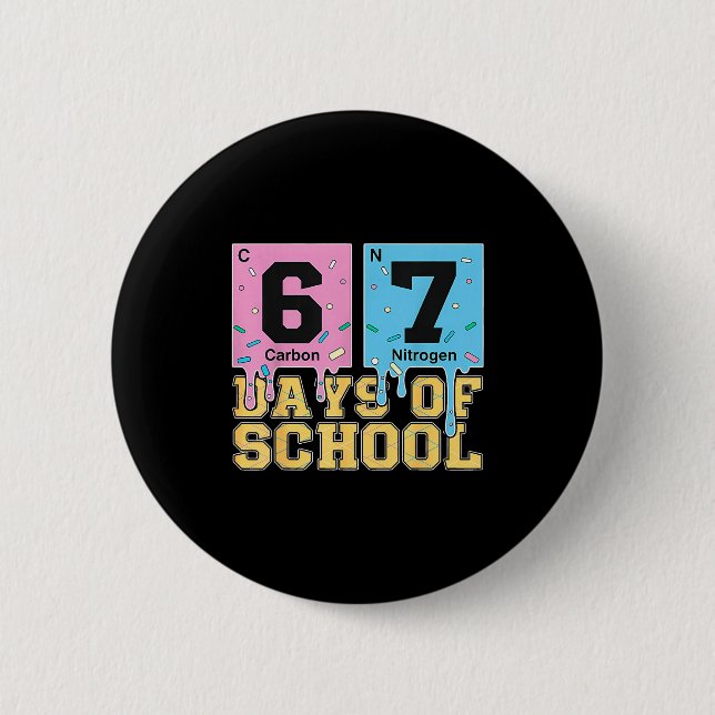 67th Day Of School Chemical Eements Teacher Boy Gi Button (Front)