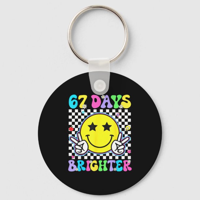 67th Day Of School Shirt 67 Days Brighter Teacher  Keychain (Front)