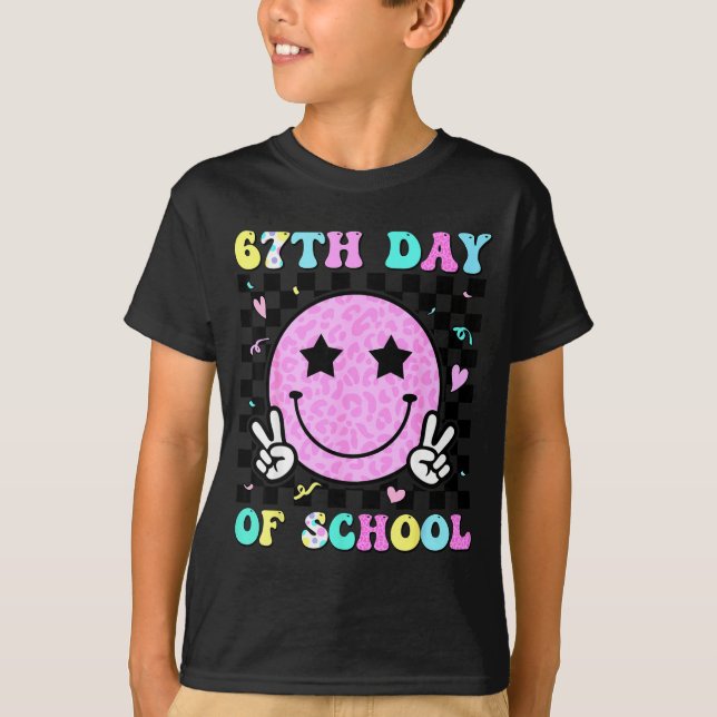 67th Day Of School Smile Face Six Seven Meme Girls T-Shirt (Front)