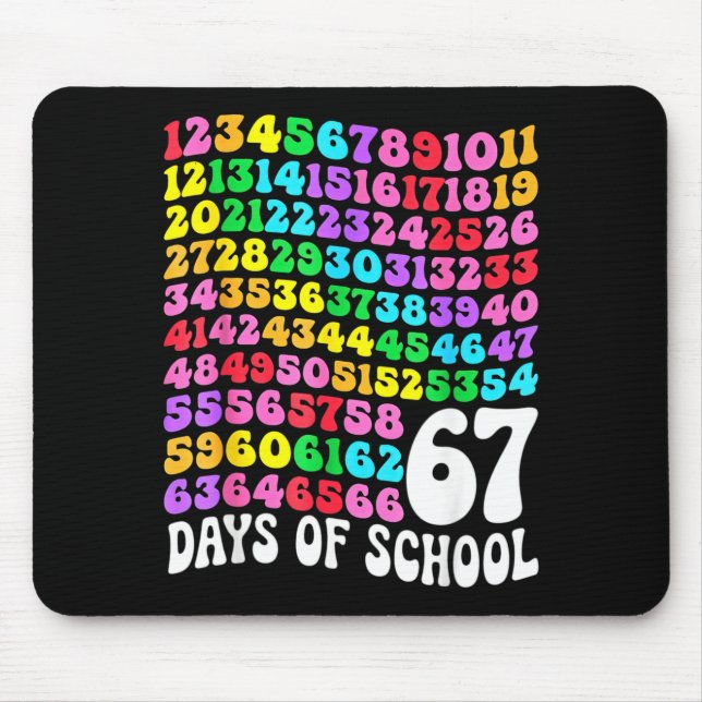 67th Day Of School Teacher 67 Days Math Numbers  Mouse Pad (Front)