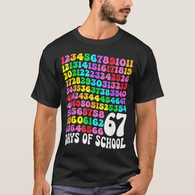67th Day Of School Teacher 67 Days Math Numbers  T-Shirt (Front)