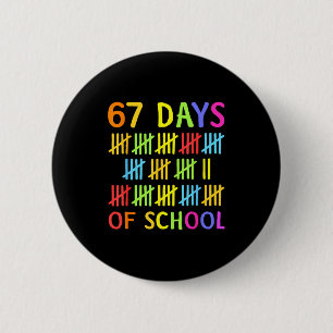 67th Day Of School Teacher Kids 67 Math Numbers 10 Button
