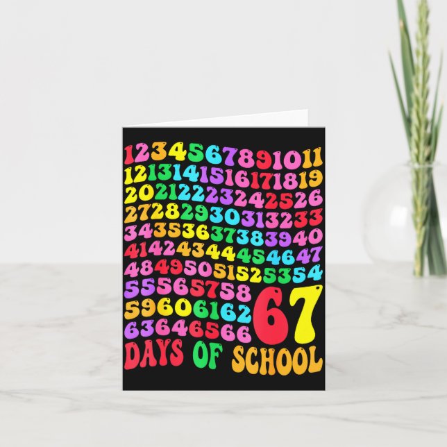 67th Day Of School Teacher Kids 67 Math Numbers 10 Card (Front)