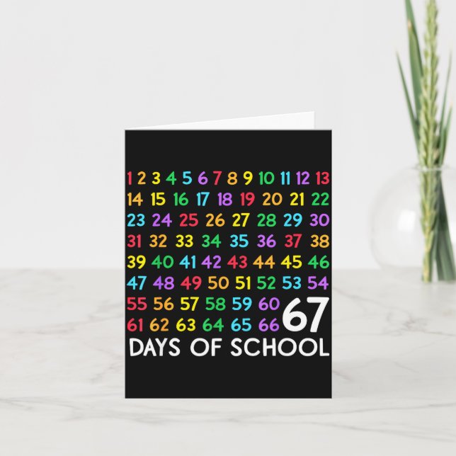 67th Day Of School Teacher Kids 67 Math Numbers 10 Card (Front)