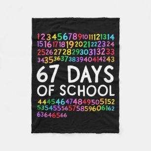 67th Day Of School Teacher Kids 67 Math Numbers 10 Fleece Blanket