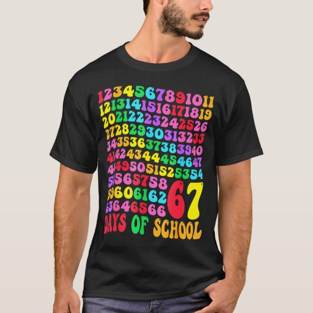 67th Day Of School Teacher Kids 67 Math Numbers 10 T-Shirt (Front)