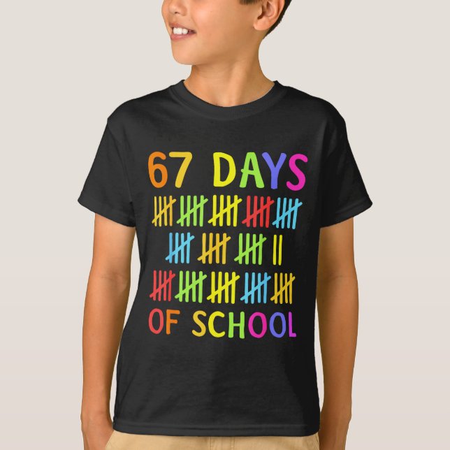 67th Day Of School Teacher Kids 67 Math Numbers 10 T-Shirt (Front)